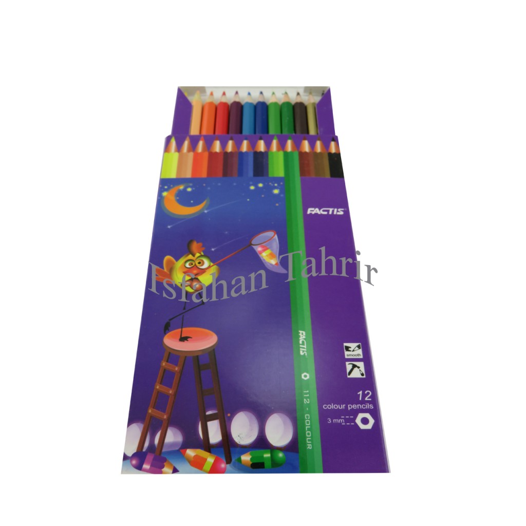 مداد رنگی ۱۲ رنگ مقوایی فکتیس(FACTIS)